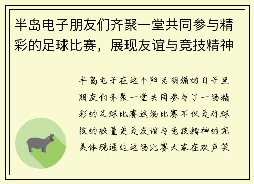 半岛电子朋友们齐聚一堂共同参与精彩的足球比赛，展现友谊与竞技精神